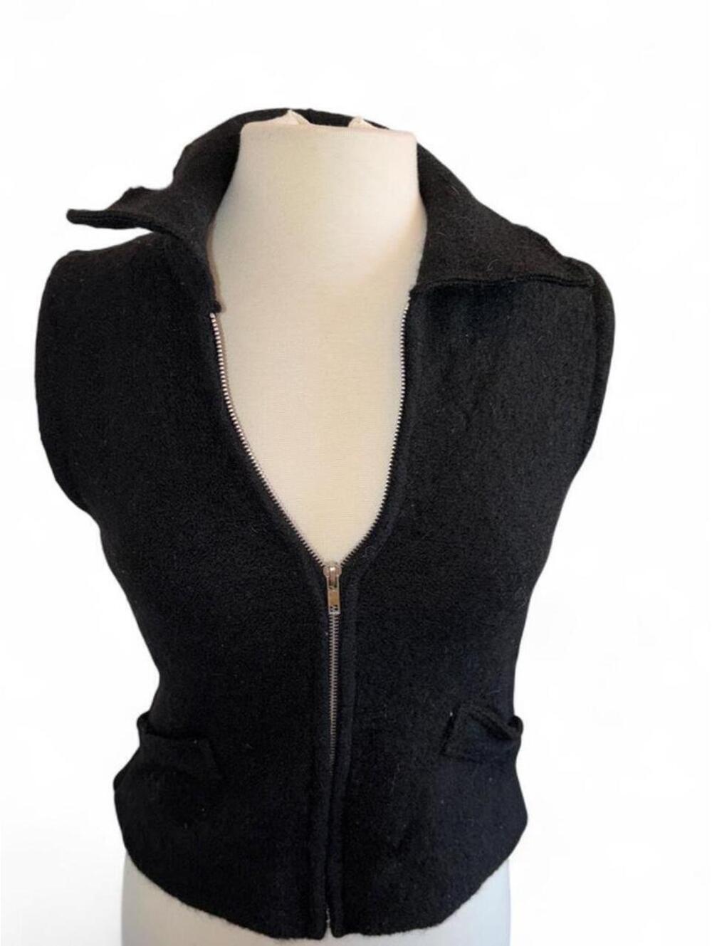 Vintage David Hollis 100% Boiled Wool Zip-Front Sleeveless Vest - Size M